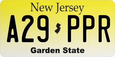 NJ license plate A29PPR