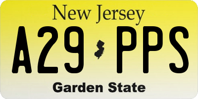 NJ license plate A29PPS
