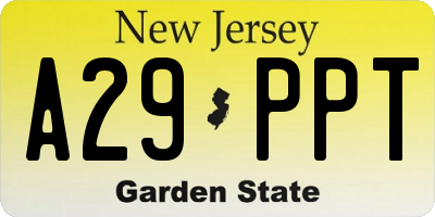 NJ license plate A29PPT