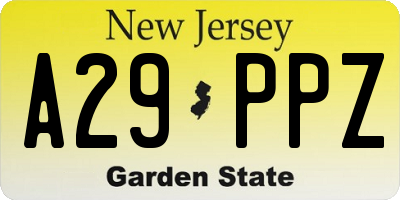 NJ license plate A29PPZ