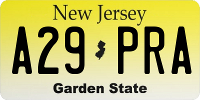 NJ license plate A29PRA