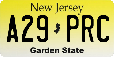 NJ license plate A29PRC