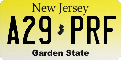 NJ license plate A29PRF