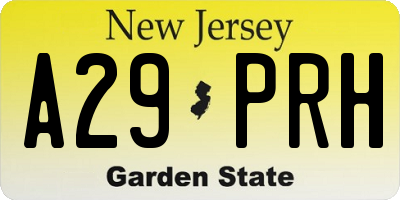 NJ license plate A29PRH