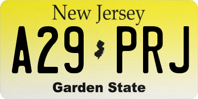 NJ license plate A29PRJ