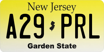 NJ license plate A29PRL