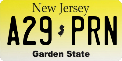NJ license plate A29PRN
