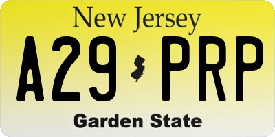 NJ license plate A29PRP