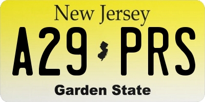 NJ license plate A29PRS