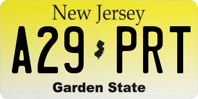NJ license plate A29PRT