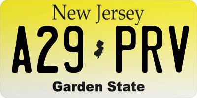 NJ license plate A29PRV