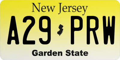 NJ license plate A29PRW