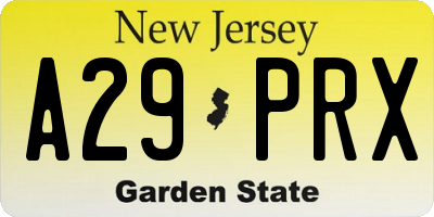 NJ license plate A29PRX