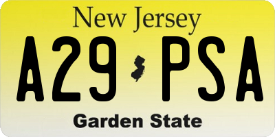 NJ license plate A29PSA
