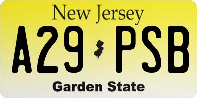 NJ license plate A29PSB