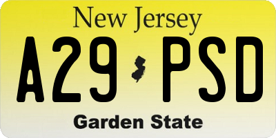 NJ license plate A29PSD
