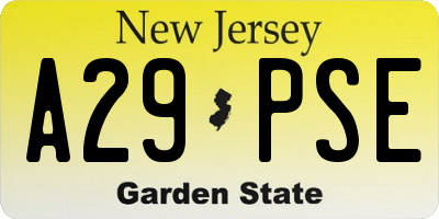 NJ license plate A29PSE