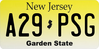 NJ license plate A29PSG