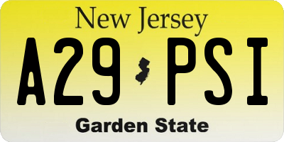 NJ license plate A29PSI