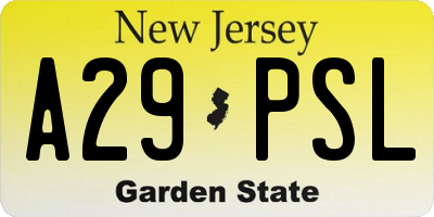 NJ license plate A29PSL