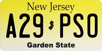 NJ license plate A29PSO