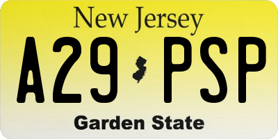 NJ license plate A29PSP