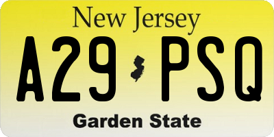 NJ license plate A29PSQ