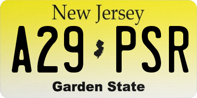 NJ license plate A29PSR