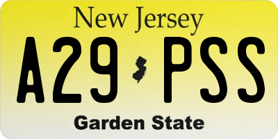 NJ license plate A29PSS
