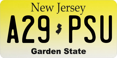 NJ license plate A29PSU