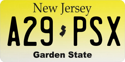 NJ license plate A29PSX