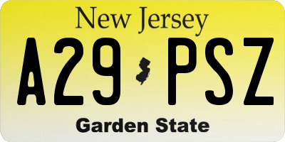 NJ license plate A29PSZ