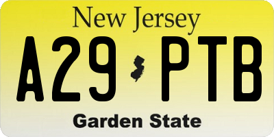 NJ license plate A29PTB