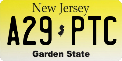 NJ license plate A29PTC