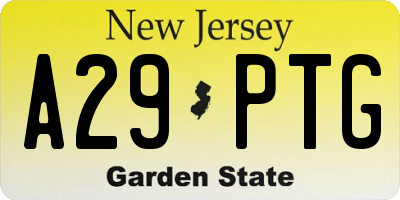 NJ license plate A29PTG