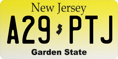 NJ license plate A29PTJ