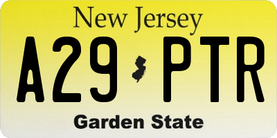 NJ license plate A29PTR