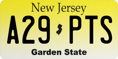 NJ license plate A29PTS