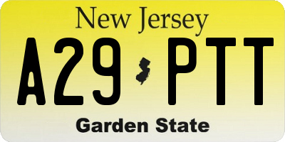 NJ license plate A29PTT