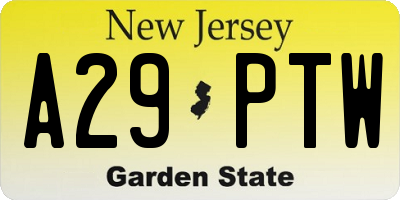 NJ license plate A29PTW