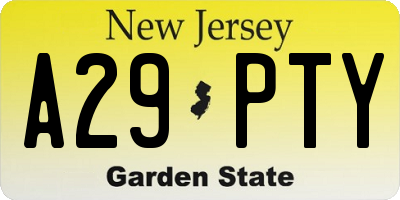 NJ license plate A29PTY