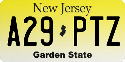 NJ license plate A29PTZ