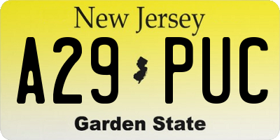 NJ license plate A29PUC