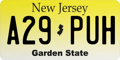 NJ license plate A29PUH