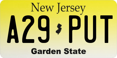 NJ license plate A29PUT
