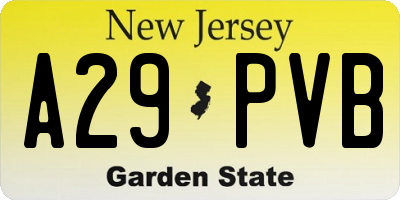 NJ license plate A29PVB