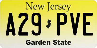 NJ license plate A29PVE