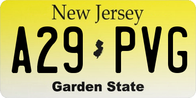 NJ license plate A29PVG