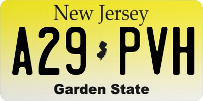 NJ license plate A29PVH