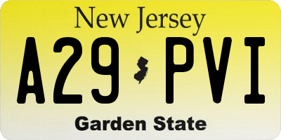 NJ license plate A29PVI